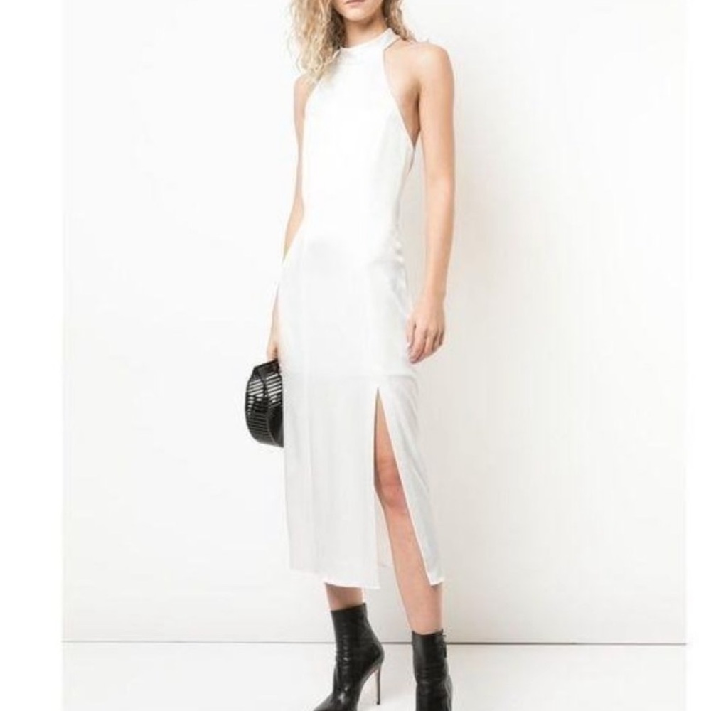 Alice + Olivia Regina Satin Crepe Midi Dress Size 8